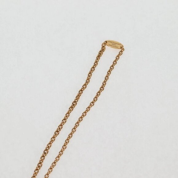 LOUIS VUITTON LVxTM 2 Necklace Super Flat metal Gold Tone LV Auth - Picture 9 of 14